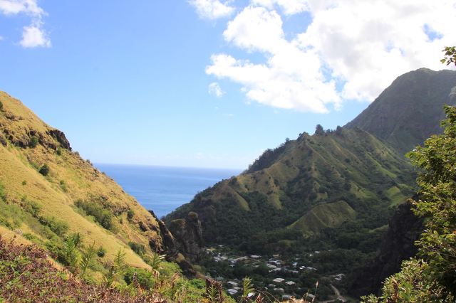 View over village of Hanavave-squashed